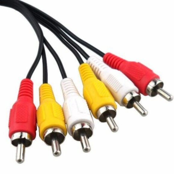 RED YELLOW WHITE RCA CABLE AUDIO VIDEO AV NEW GAMING QUALITY DVD 3 MALE x 3 MALE - Picture 1 of 12